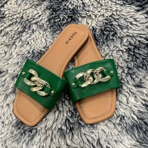 Torrid Green Slide Sandals with Silver Accent